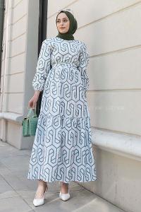 Pastel Green Crew Neck Cotton Printed Dresess