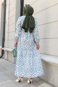 Pastel Green Crew Neck Cotton Printed Dresess