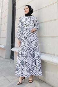 Black Crew Neck Cotton Printed Dresess