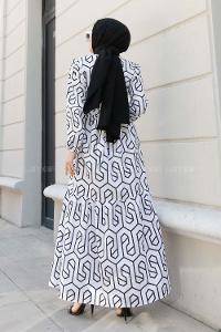 Black Crew Neck Cotton Printed Dresess