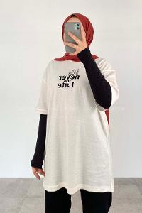 White Crew Neck Half Arm Arm Cotton Printed T-shirt