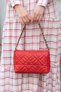 Red Buckle Skin Hand Bag Bag