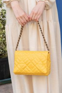 Yellow Buckle Skin Hand Bag Bag