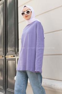 Lilac Crew Neck Long Arm Unprinted Sweatshirt