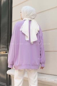 Lilac Crew Neck Long Arm Printed Sweatshirt