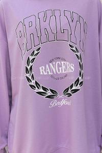 Lilac Crew Neck Long Arm Printed Sweatshirt