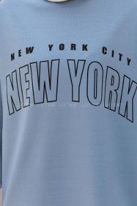 Baby Blue Crew Neck Long Arm Printed Sweatshirt