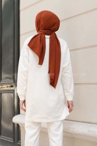 White Crew Neck Long Arm Printed Sweatshirt