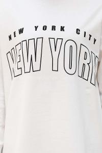 White Crew Neck Long Arm Printed Sweatshirt