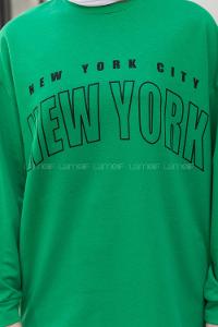 Green Crew Neck Long Arm Printed Sweatshirt
