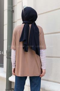 Brown Crew Neck Half Arm Arm Cotton Unprinted T-shirt