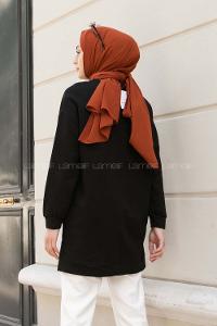 Black Crew Neck Long Arm Printed Sweatshirt