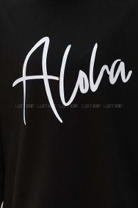 Black Crew Neck Long Arm Printed Sweatshirt