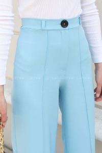 Light Blue Cotton Fabric High Waist Comfortable Pants