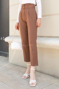 Bitter Brown Cotton Fabric High Waist Comfortable Pants