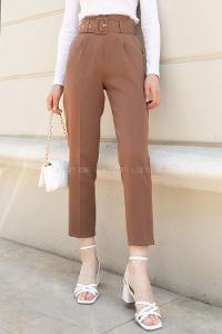 Bitter Brown Cotton Fabric High Waist Comfortable Pants