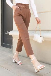 Bitter Brown Cotton Fabric High Waist Comfortable Pants