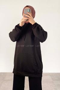 Modalamelif Kapşonlu Kanguru Cep Sweat Siyah