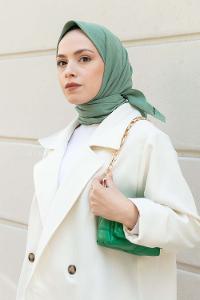 Pastel Green Wool Printed Scarf