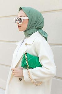 Pastel Green Wool Printed Scarf