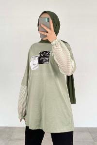 Modalamelif Ön Baskılı Sweatshirt Mint Yeşili