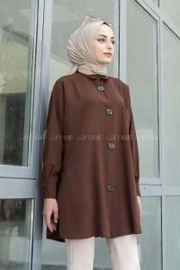 Modalamelif Tek Cepli Ayrobin Gömlek Acı Kahve