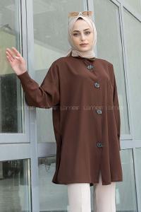 Modalamelif Tek Cepli Ayrobin Gömlek Acı Kahve