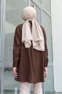 Modalamelif Tek Cepli Ayrobin Gömlek Acı Kahve