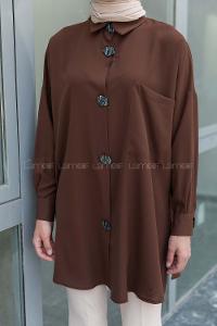 Modalamelif Tek Cepli Ayrobin Gömlek Acı Kahve