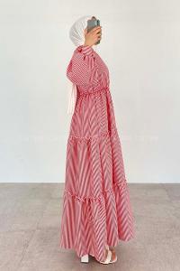 Red Crew Neck Acrylic Unprinted Dresess