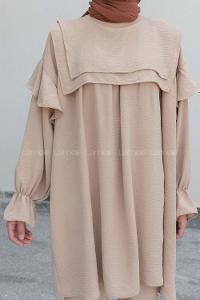 Brown With Milk Medium Crew Neck Long Arm Without Accessories Cotton Fabric Regular Trousers Comfortable Suit