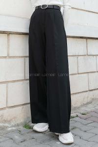 Black Cotton Fabric High Waist Material Pants