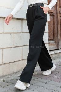 Black Cotton Fabric High Waist Material Pants
