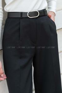 Black Cotton Fabric High Waist Material Pants