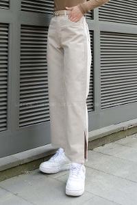 Beige Denim High Waist Denim Comfortable Pants