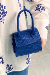 Lamelif Kapak Kilitli  Desen Çanta Mavi