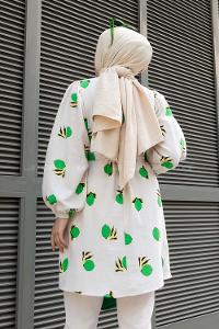 Modalamelif Limon Baskılı Balon Kol Takım Yeşil