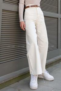 Ecru Denim High Waist Denim Pants