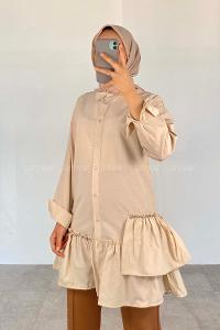 Stone Shirt Collar Long Arm Cotton Unprinted Shirt