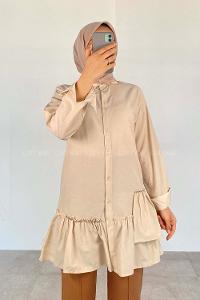 Stone Shirt Collar Long Arm Cotton Unprinted Shirt