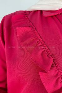 Fuchsia Shirt Collar Long Arm Cotton Unprinted Shirt