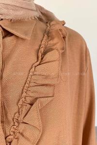 Brown With Milk Shirt Collar Long Arm Cotton Unprinted Shirt