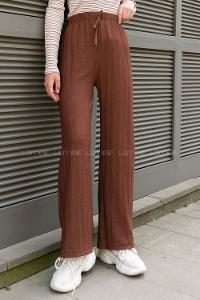 Brown Viscose Fabric High Waist Comfortable Pants