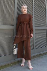 Bitter Brown Mandarin Collar Long Arm Without Accessories Ayrobin Regular Trousers Comfortable Suit