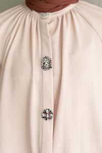 Beige Mandarin Collar Long Arm Ayrobin Unprinted Shirt