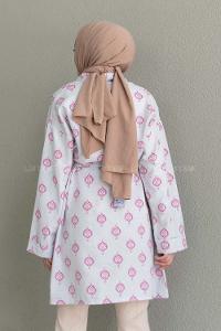 Fuchsia Long Arm Without Accessories Linen Printed Kimono