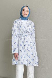 Saxe Long Arm Without Accessories Linen Printed Kimono