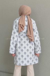 Black Long Arm Without Accessories Linen Printed Kimono