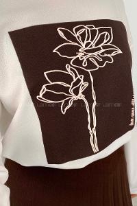 Bitter Brown Crew Neck Long Arm Without Accessories Viscose Fabric Pleated Suit