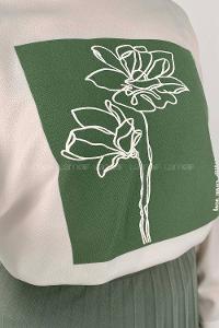 Plum Green Crew Neck Long Arm Without Accessories Viscose Fabric Pleated Suit